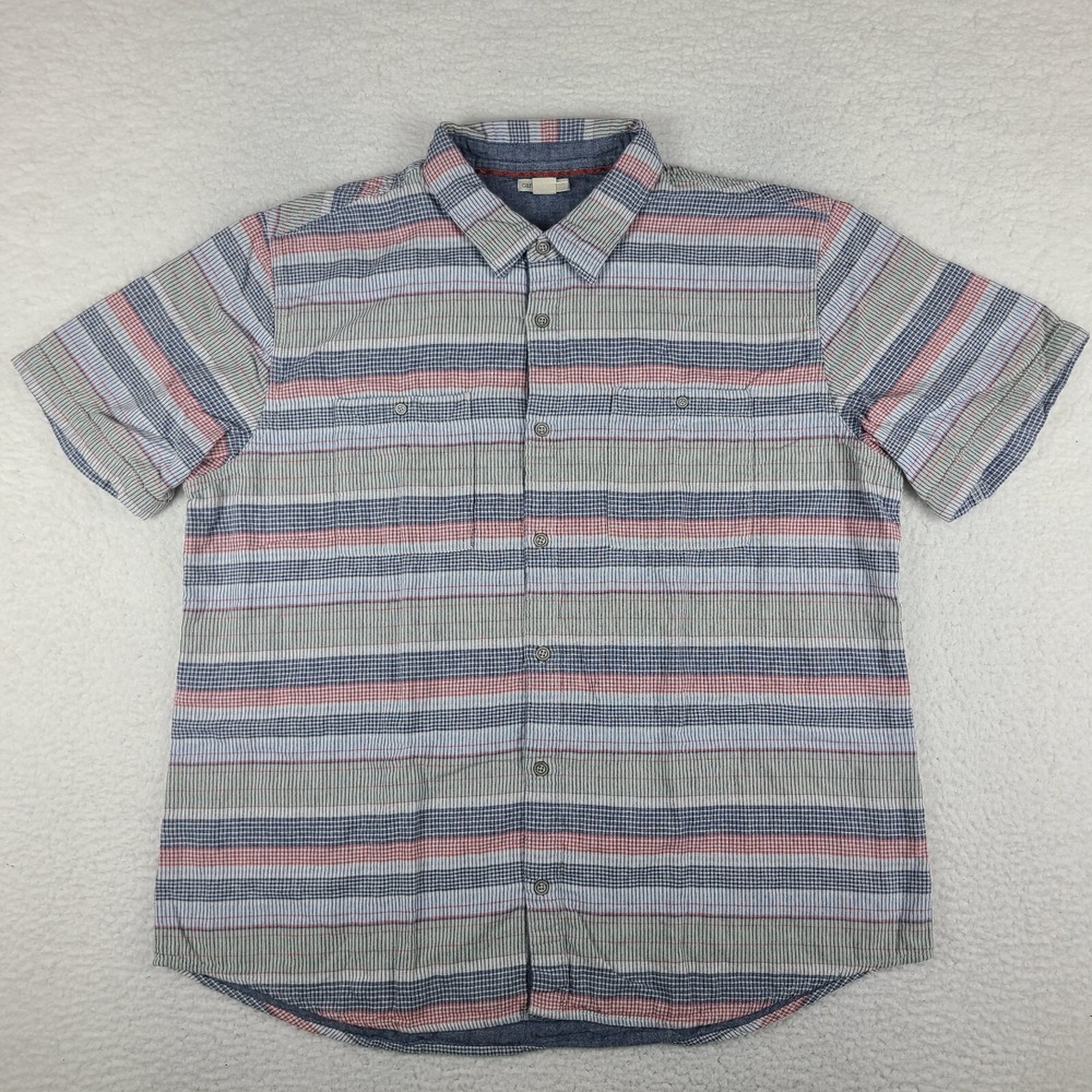 Carbon 2 Cobalt Shirt Mens XL Blue Red Striped Cotton Lined Flannel Button Up‎